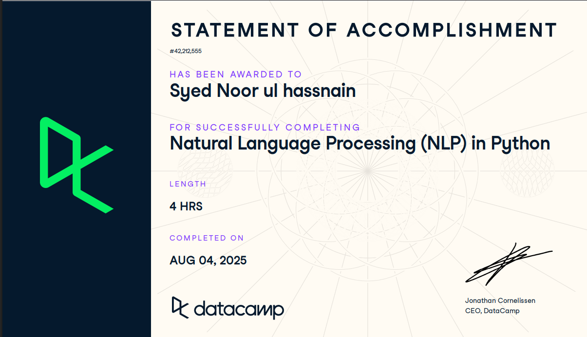 NLP in Python Certificate